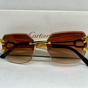 Cartier Gold and Brown Rimless Sunglasses*repost*